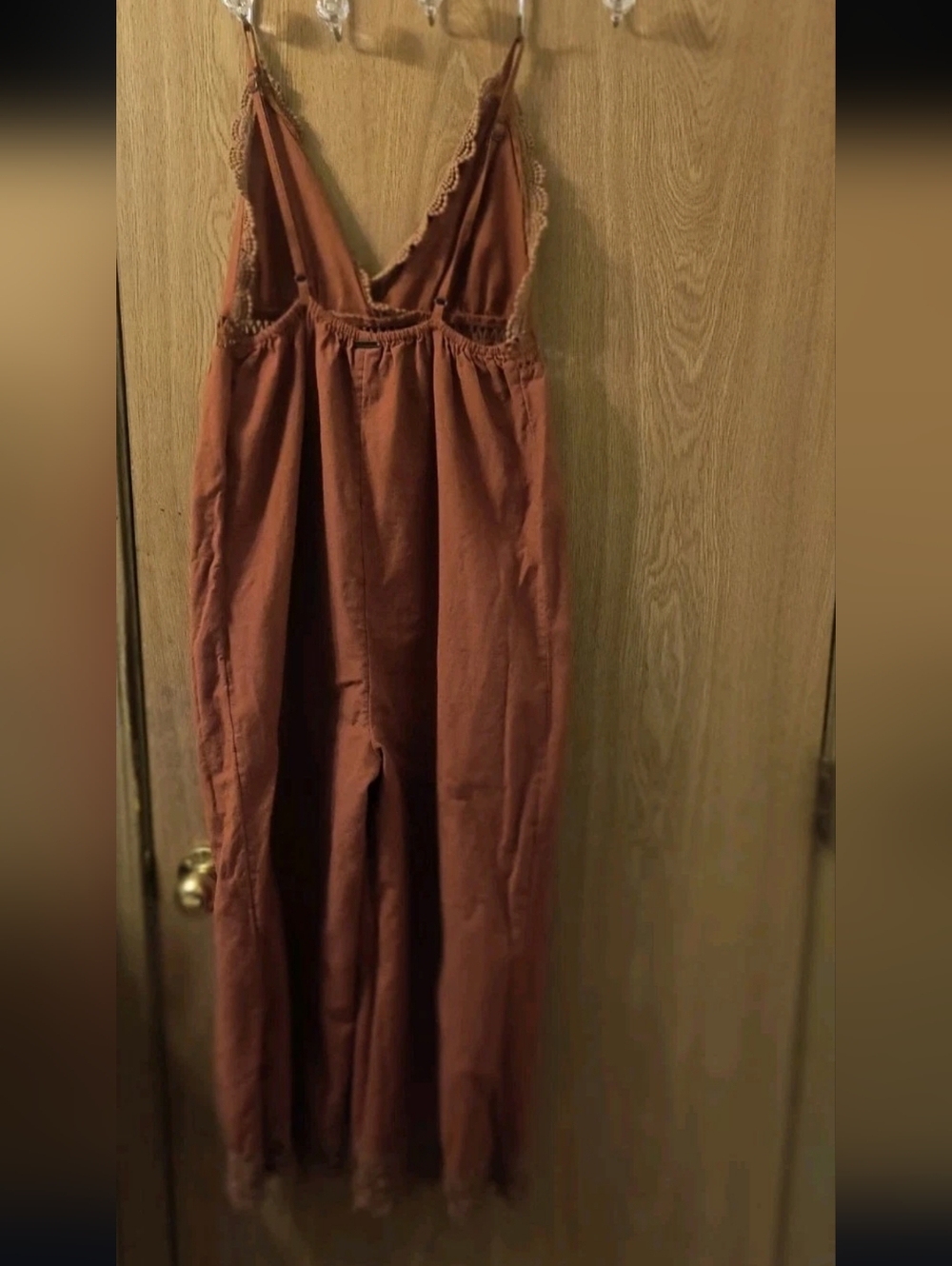 Billabong Lace & Lies Wide Leg Jumpsuit - Rust/Terracotta - Medium - Picture 3 of 9